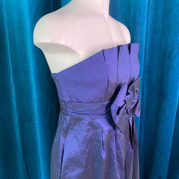 Jessica McClintok Strapless Bow Cocktail Dress Navy - Picture 6 of 9